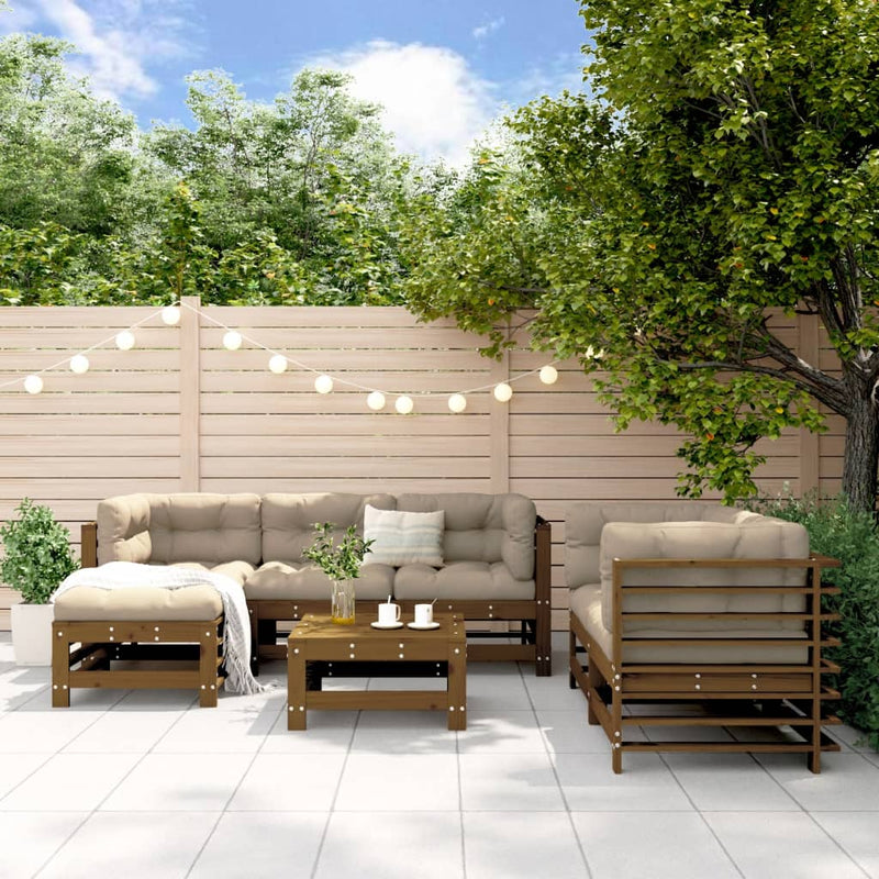 7-delige Tuinset massief grenenhout honingbruin