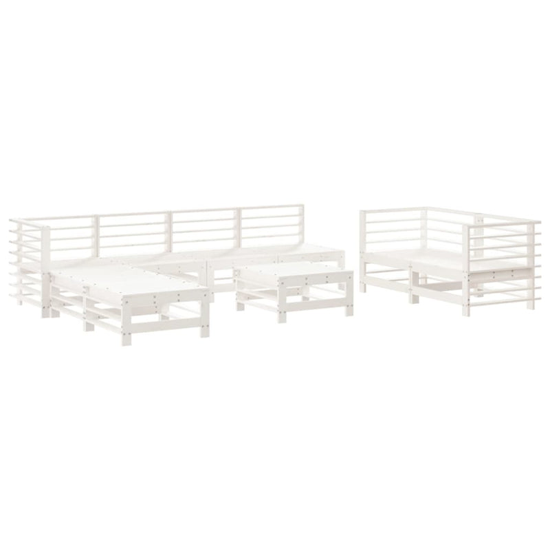 9-delige Loungeset massief grenenhout wit