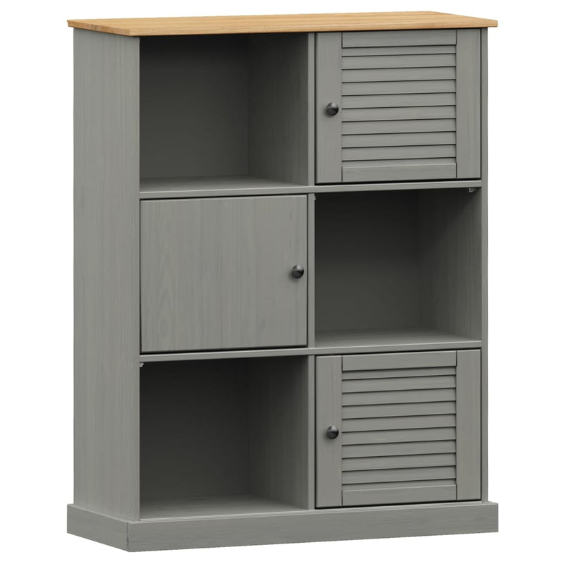 Boekenkast VIGO 90x35x114,5 cm massief grenenhout grijs MeubelReus
