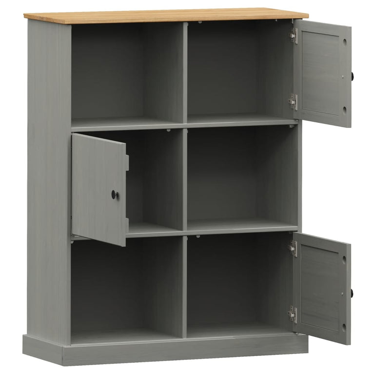 Boekenkast VIGO 90x35x114,5 cm massief grenenhout grijs MeubelReus