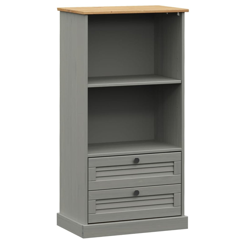Boekenkast VIGO 60x35x114,5 cm massief grenenhout grijs MeubelReus