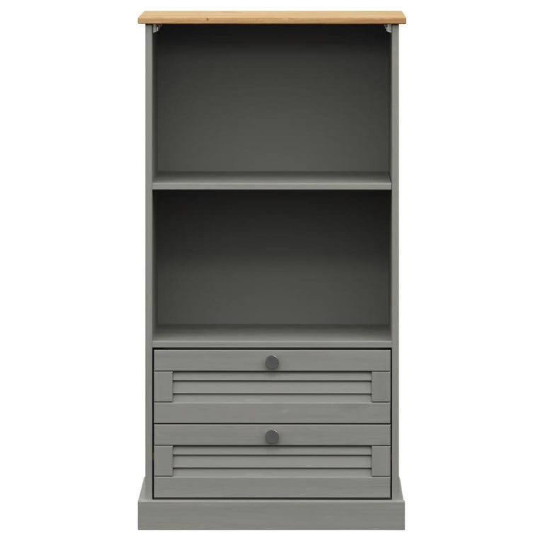 Boekenkast VIGO 60x35x114,5 cm massief grenenhout grijs MeubelReus