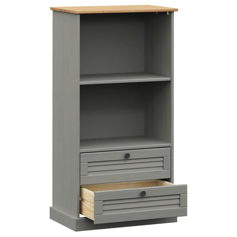 Boekenkast VIGO 60x35x114,5 cm massief grenenhout grijs MeubelReus