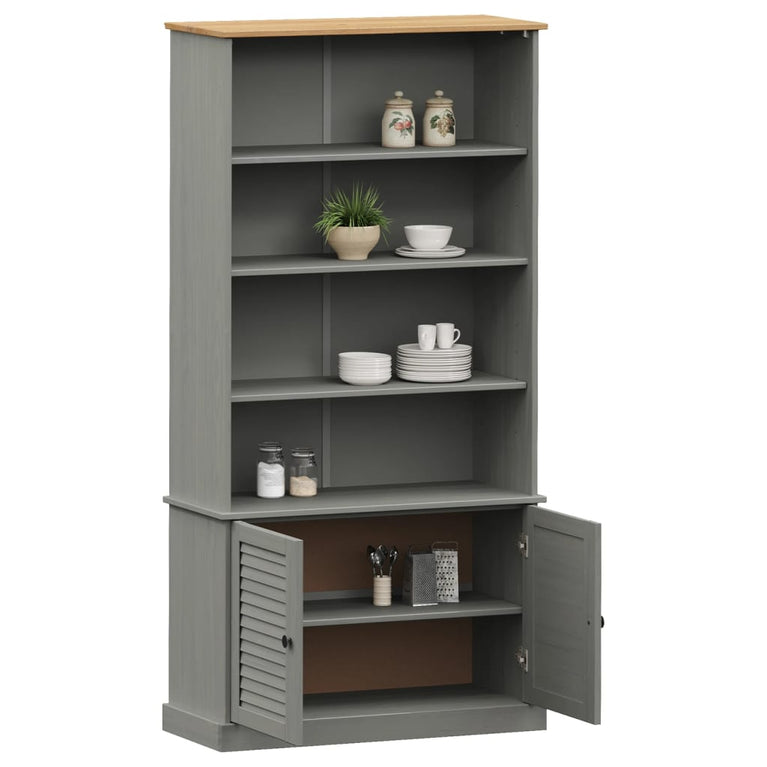 Boekenkast VIGO 85x35x170 cm massief grenenhout grijs MeubelReus