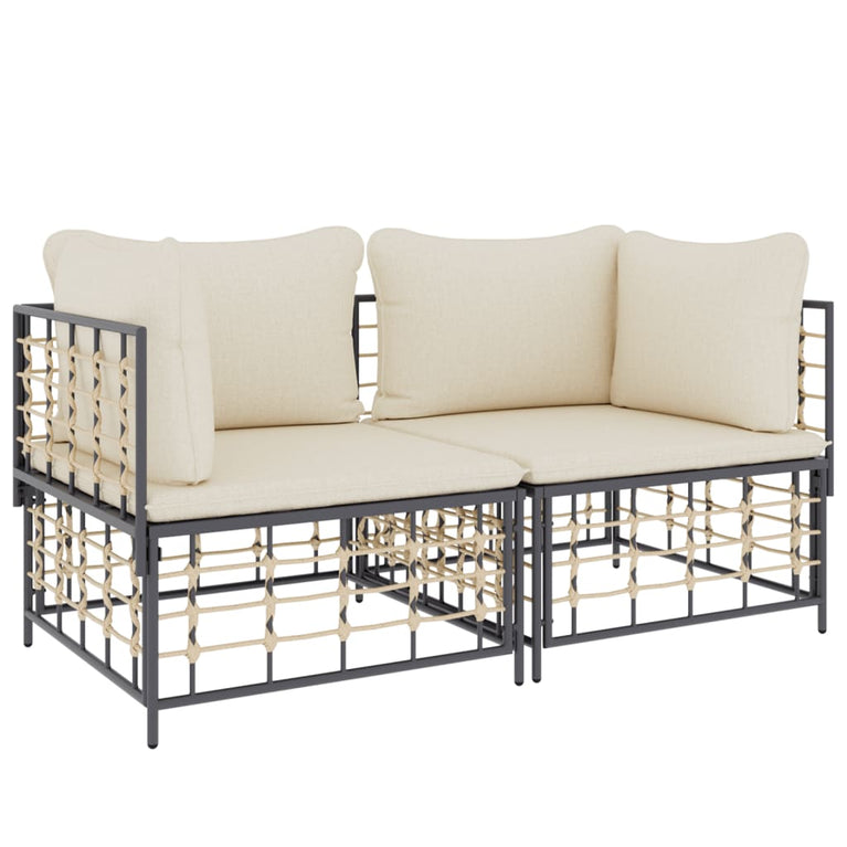 Hoekbanken sectioneel met kussens 2 st poly rattan MeubelReus