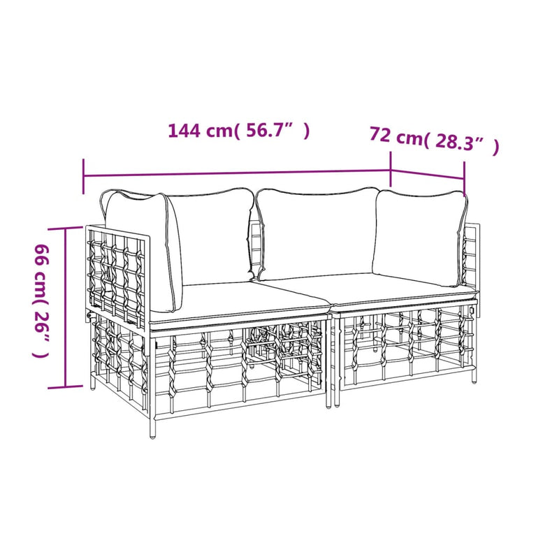 Hoekbanken sectioneel met kussens 2 st poly rattan MeubelReus