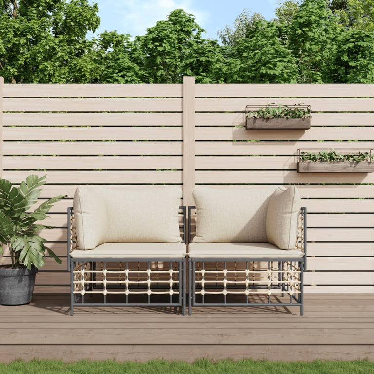 Hoekbanken sectioneel met kussens 2 st poly rattan MeubelReus