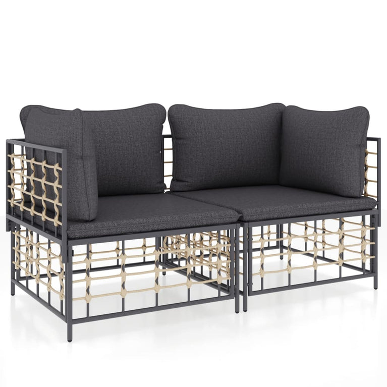 Hoekbanken sectioneel met kussens 2 st poly rattan MeubelReus