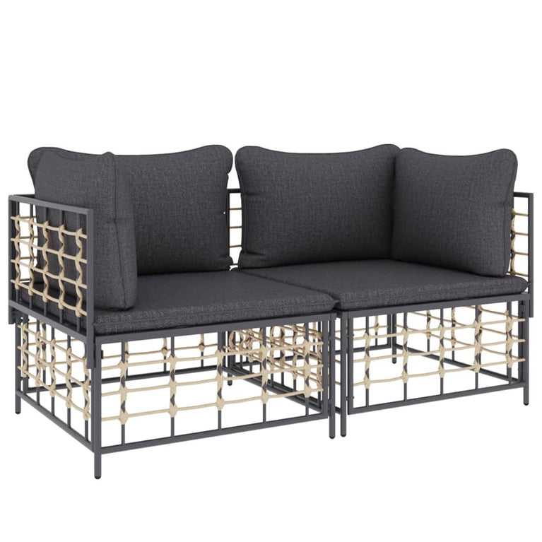 Hoekbanken sectioneel met kussens 2 st poly rattan MeubelReus