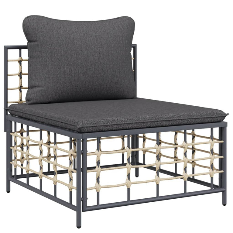 4-delige Loungeset met kussens poly rattan antracietkleurig MeubelReus