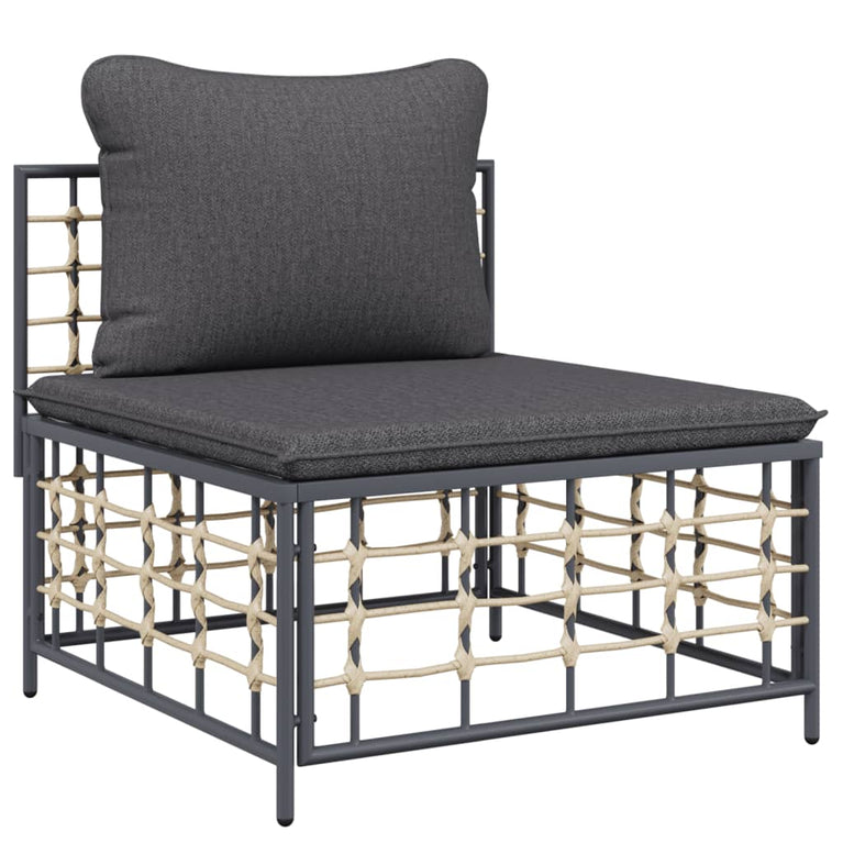 5-delige Loungeset met kussens poly rattan antracietkleurig MeubelReus