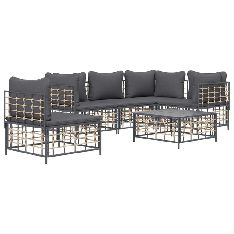 6-delige Loungeset met kussens poly rattan antracietkleurig MeubelReus