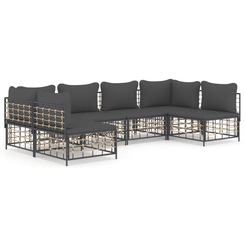 6-delige Loungeset met kussens poly rattan antracietkleurig MeubelReus