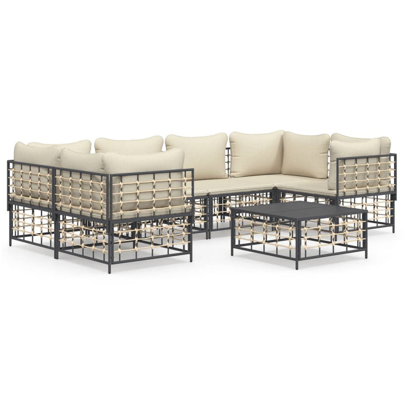 7-delige Loungeset met kussens poly rattan antracietkleurig MeubelReus