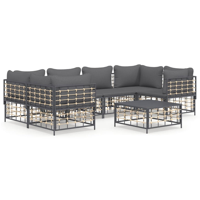 7-delige Loungeset met kussens poly rattan antracietkleurig MeubelReus