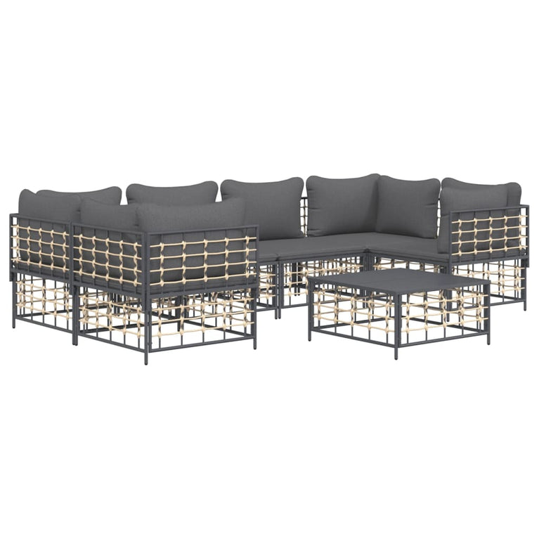 7-delige Loungeset met kussens poly rattan antracietkleurig MeubelReus
