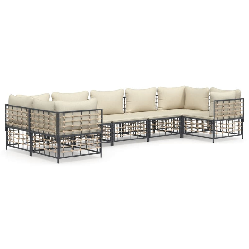 7-delige Loungeset met kussens poly rattan antracietkleurig MeubelReus