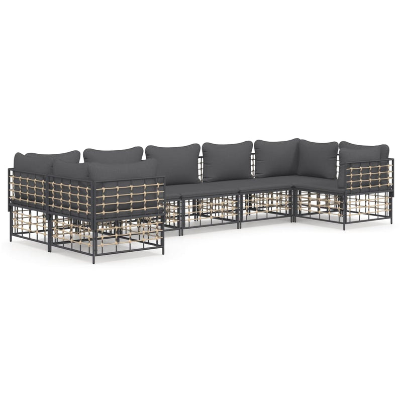 7-delige Loungeset met kussens poly rattan antracietkleurig MeubelReus