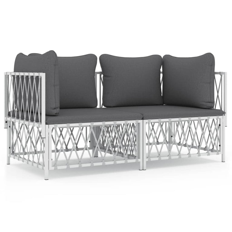 2-delige Loungeset met kussens staal wit MeubelReus