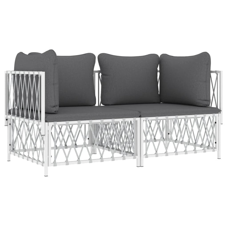 2-delige Loungeset met kussens staal wit MeubelReus