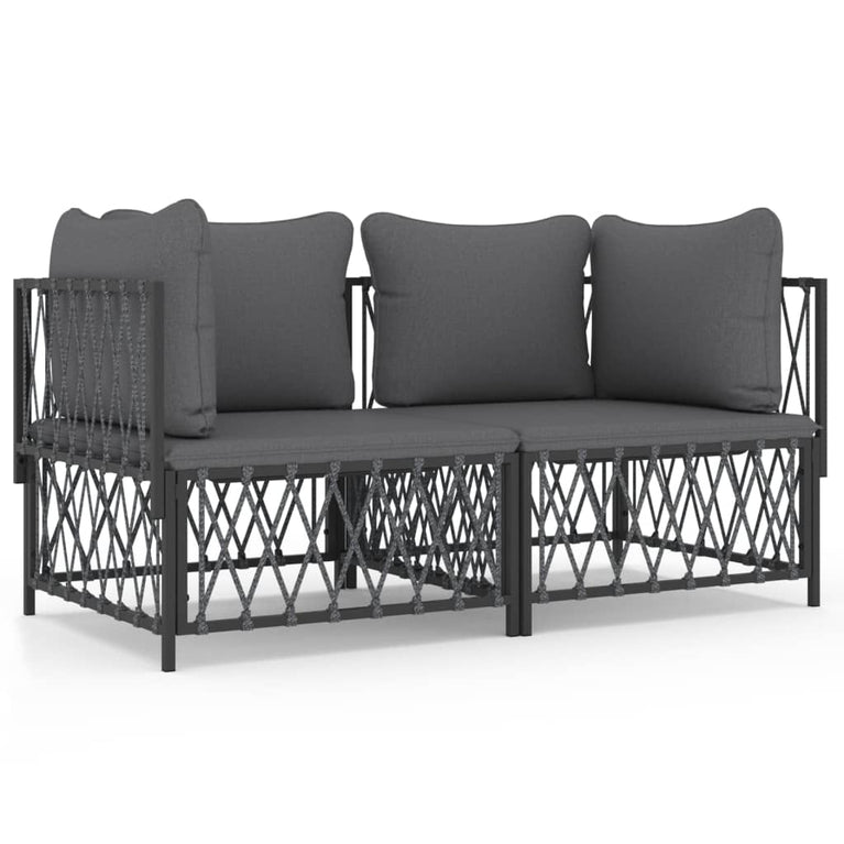 2-delige Loungeset met kussens staal antracietkleurig MeubelReus