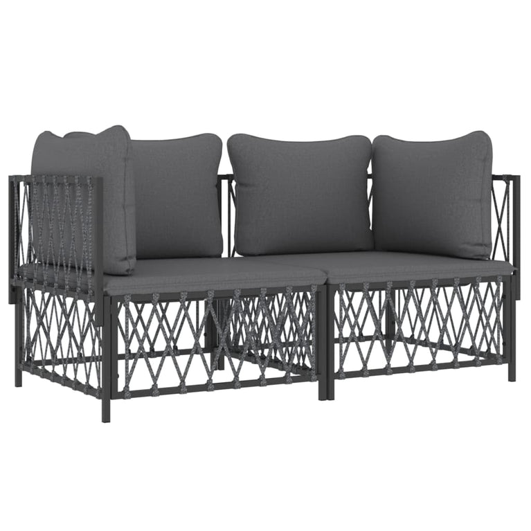 2-delige Loungeset met kussens staal antracietkleurig MeubelReus