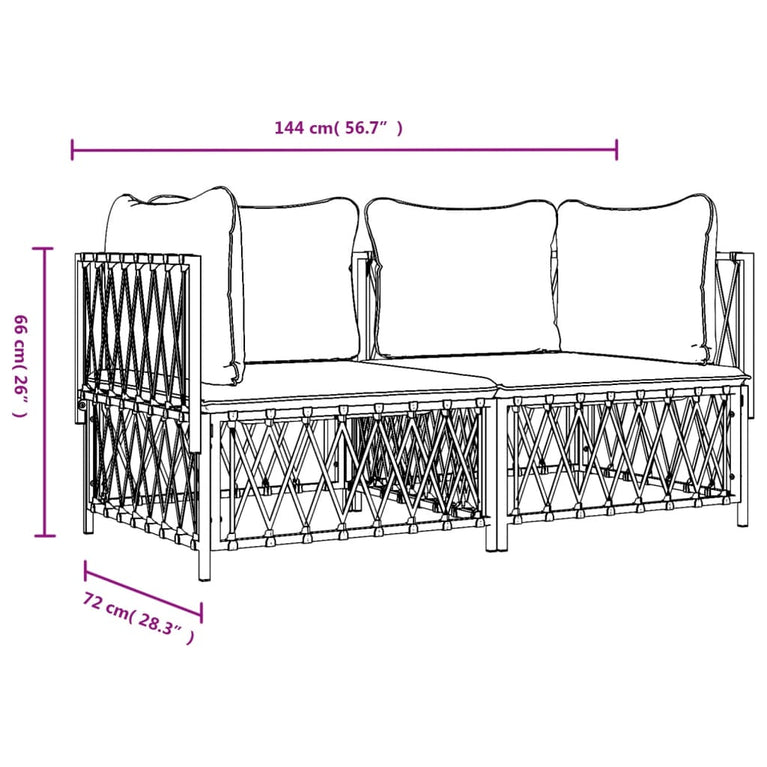 2-delige Loungeset met kussens staal antracietkleurig MeubelReus
