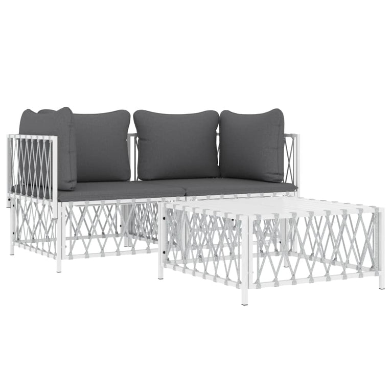 3-delige Loungeset met kussens staal wit MeubelReus