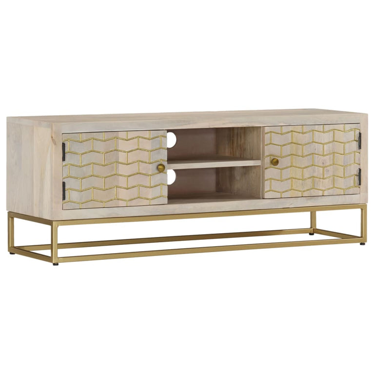 Tv-meubel 110x30x40 cm massief gebleekt mangohout MeubelReus