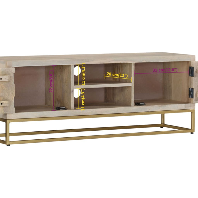 Tv-meubel 110x30x40 cm massief gebleekt mangohout MeubelReus