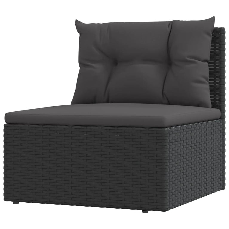 6-delige Loungeset met kussens poly rattan zwart MeubelReus