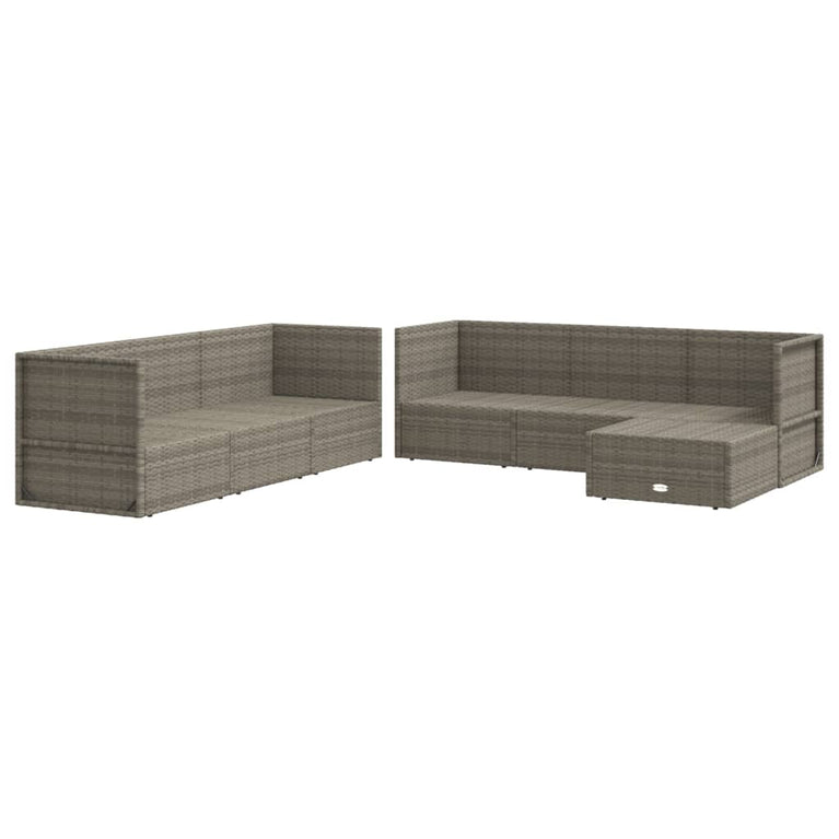 7-delige Loungeset met kussens poly rattan grijs MeubelReus