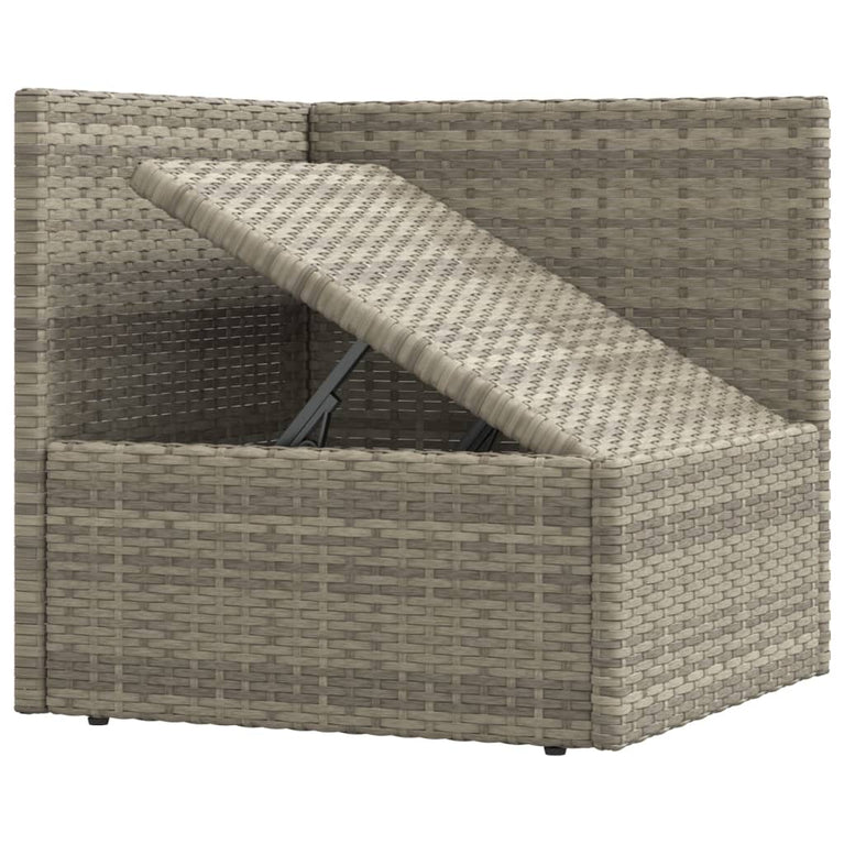 7-delige Loungeset met kussens poly rattan grijs MeubelReus