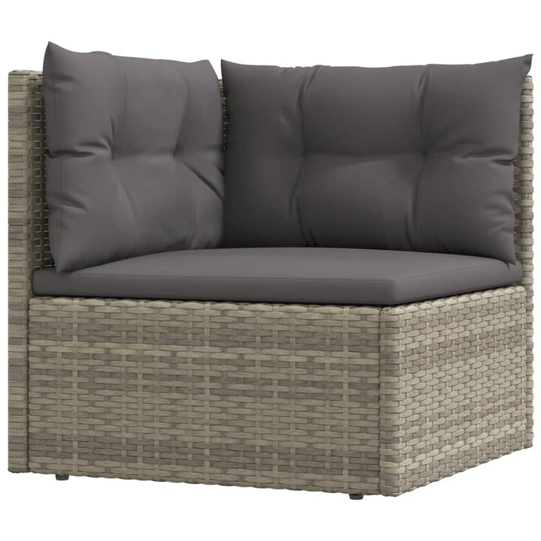 8-delige Loungeset met kussens poly rattan grijs MeubelReus