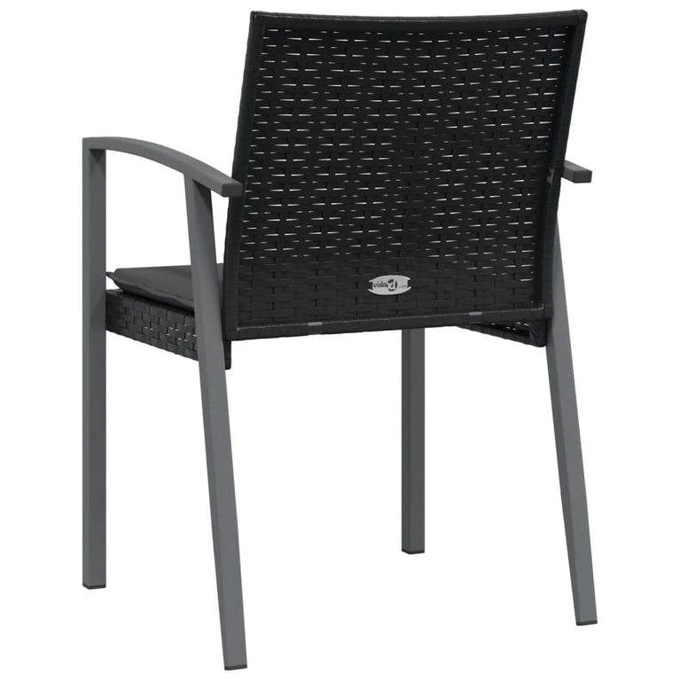 Tuinstoelen 4 st met kussens 56,5x57x83 cm poly rattan zwart MeubelReus