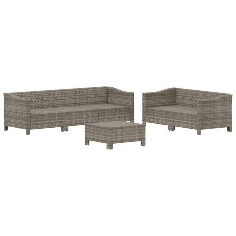 6-delige Loungeset met kussens poly rattan grijs MeubelReus