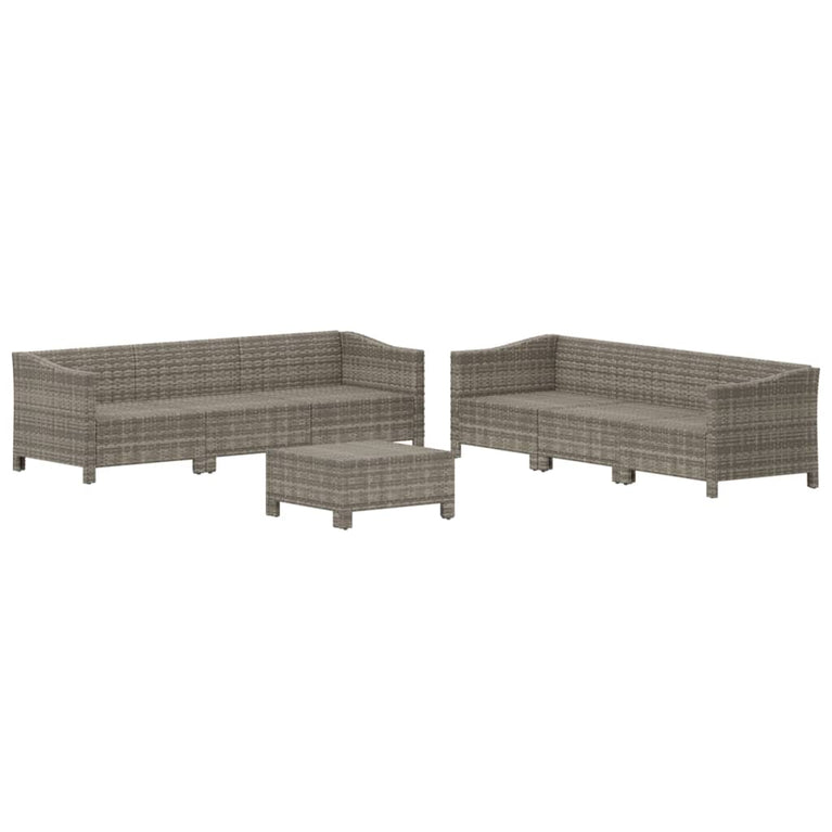 7-delige Loungeset met kussens poly rattan grijs MeubelReus
