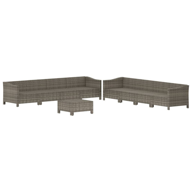 9-delige Loungeset met kussens poly rattan grijs MeubelReus