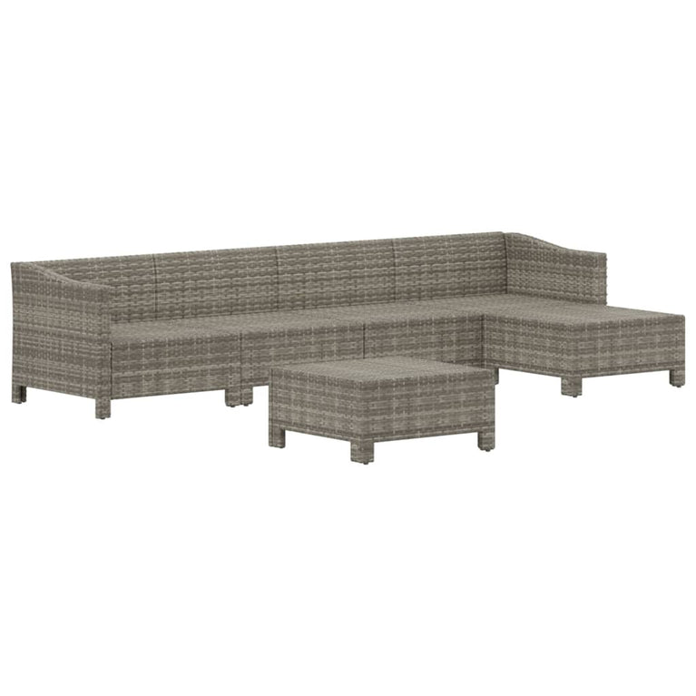 6-delige Loungeset met kussens poly rattan grijs MeubelReus