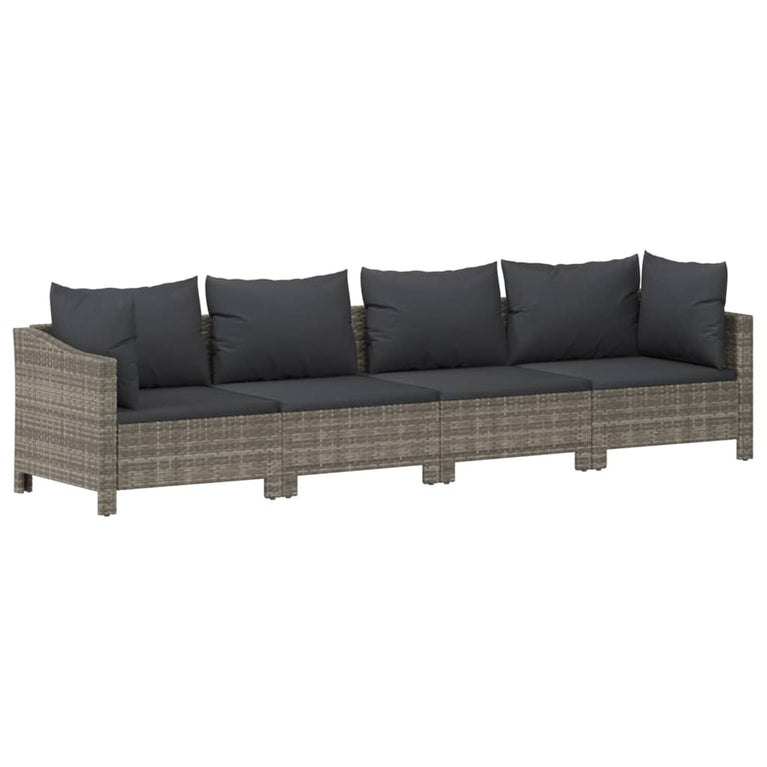 6-delige Loungeset met kussens poly rattan grijs MeubelReus