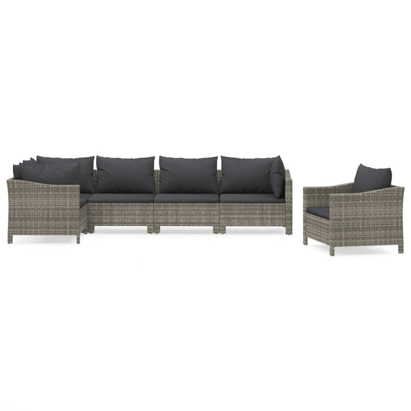 6-delige Loungeset met kussens poly rattan grijs MeubelReus