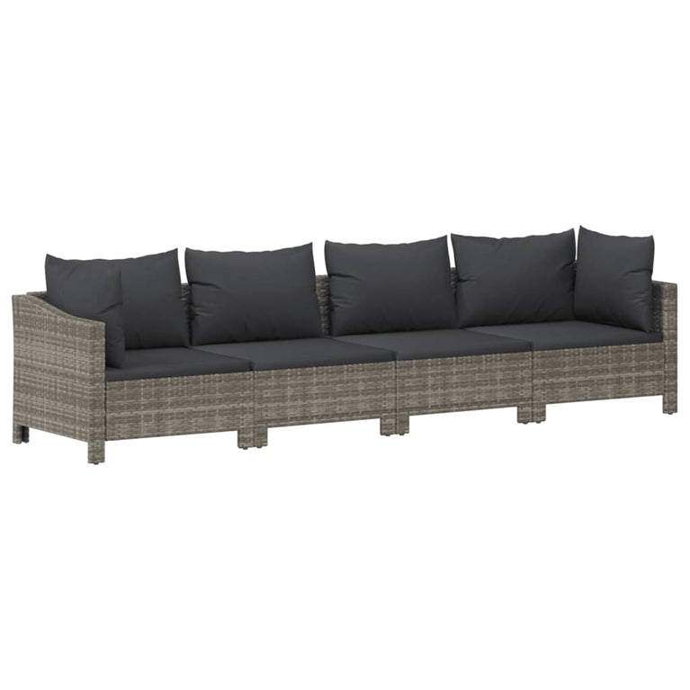 8-delige Loungeset met kussens poly rattan grijs MeubelReus