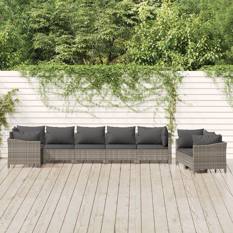 8-delige Loungeset met kussens poly rattan grijs MeubelReus