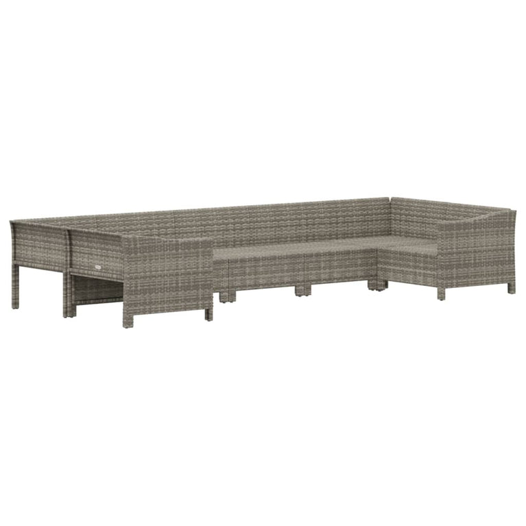 7-delige Loungeset met kussens poly rattan grijs MeubelReus