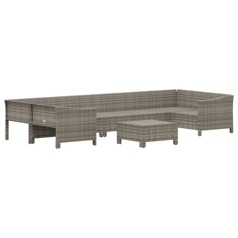 8-delige Loungeset met kussens poly rattan grijs MeubelReus