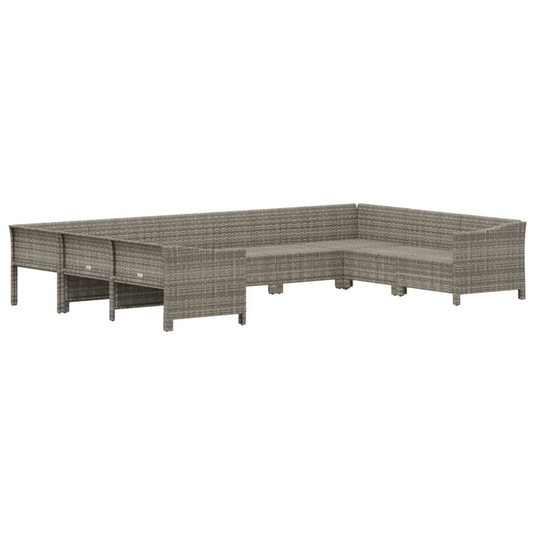 9-delige Loungeset met kussens poly rattan grijs MeubelReus