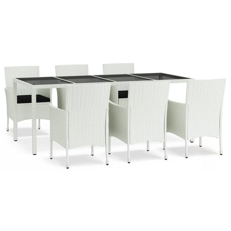 7-delige Tuinset met kussens poly rattan wit MeubelReus