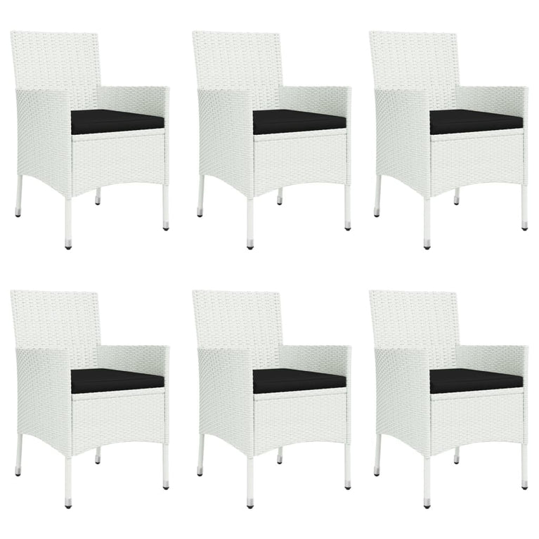 7-delige Tuinset met kussens poly rattan wit MeubelReus