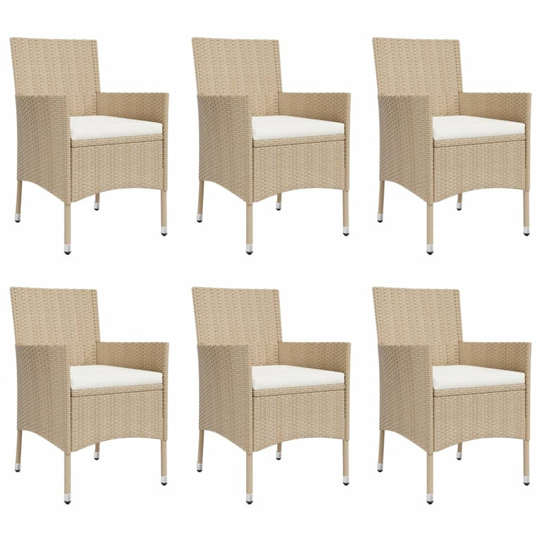 7-delige Tuinset met kussens poly rattan beige MeubelReus