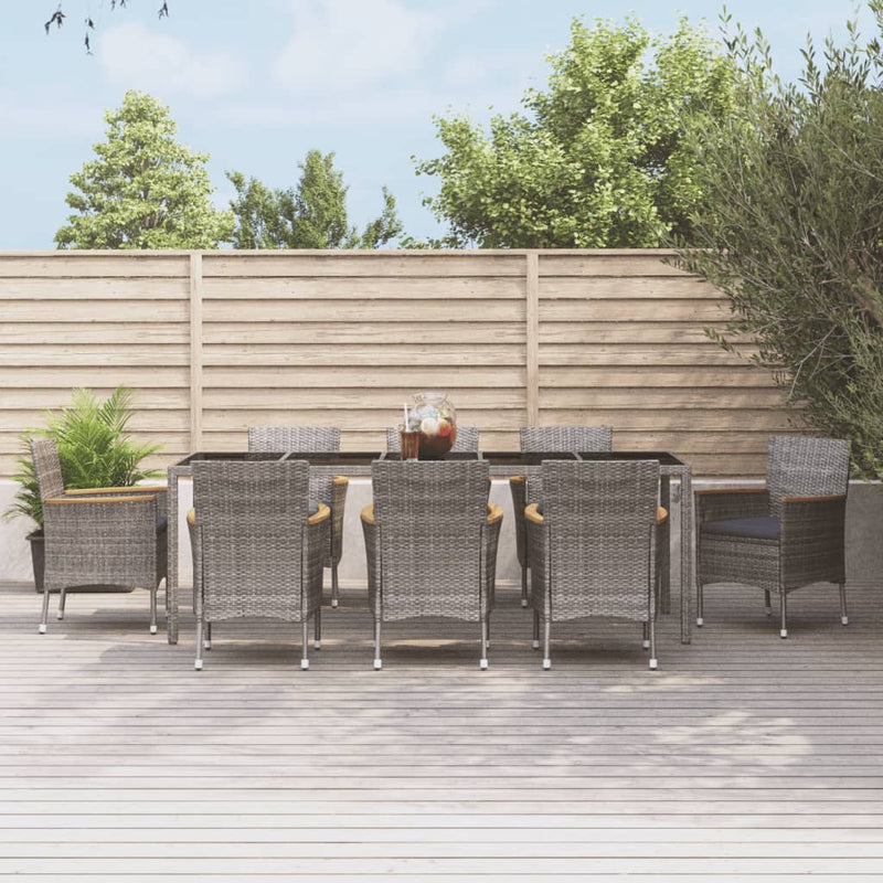9-delige Tuinset met kussens poly rattan grijs MeubelReus